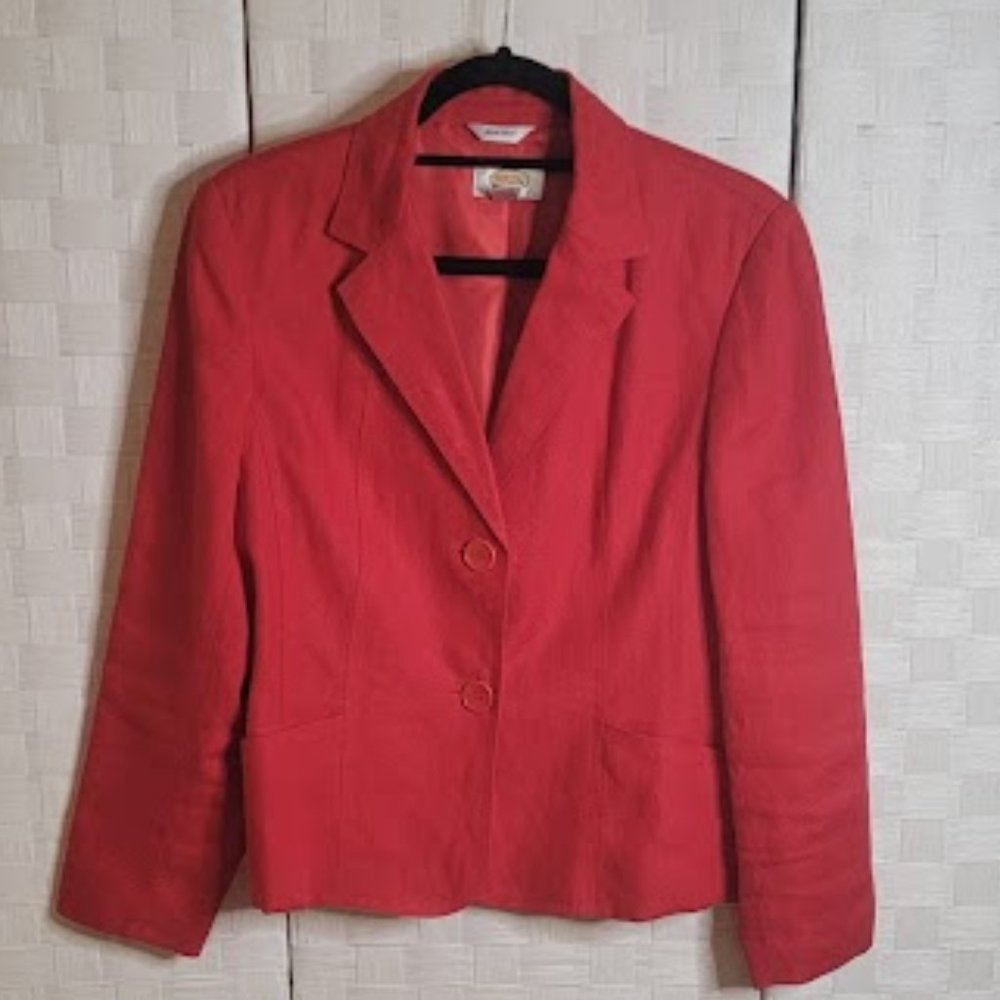 Talbots Irish Linen Red Blazer - Size 12 - Like New - EUC